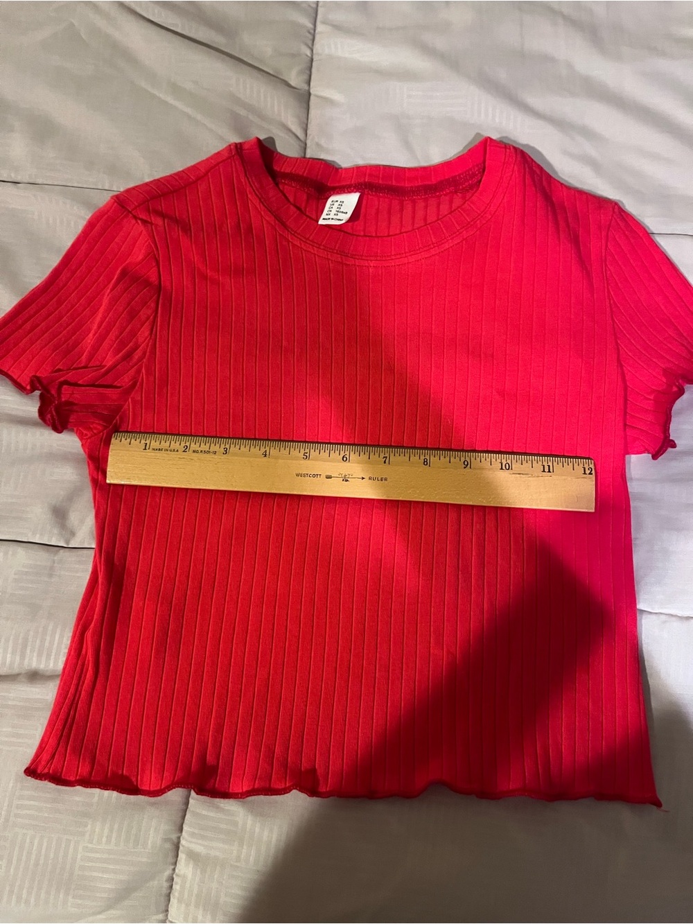 Women’s Ribbed Short Sleeve Top - Bright Red